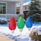 Glitzhome; Glitzhome® 23.5" Set of 3 Christmas Metal Red, Green & Blue Bulbs Yard Stake; Category:Christmas Yard Decorations; Image:6